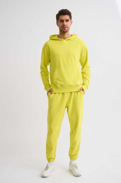 Organik Kapüşonlu Uzun Kollu Erkek Sweatshirt - Sarı Sarı - M
