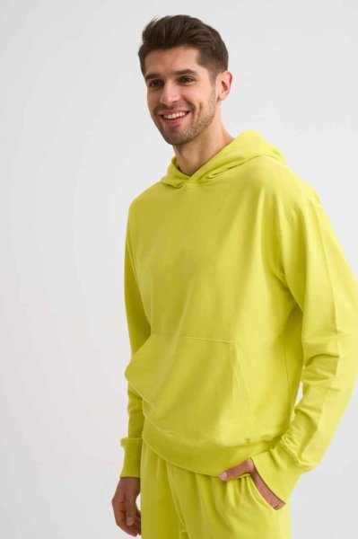 Organik Kapüşonlu Uzun Kollu Erkek Sweatshirt - Sarı Sarı - M