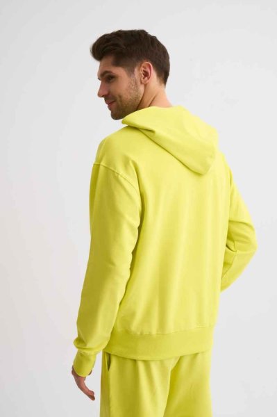 Organik Kapüşonlu Uzun Kollu Erkek Sweatshirt - Sarı Sarı - M