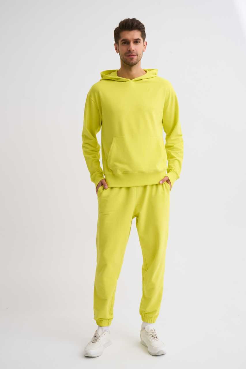 Organik Kapüşonlu Uzun Kollu Erkek Sweatshirt - Sarı Sarı - S