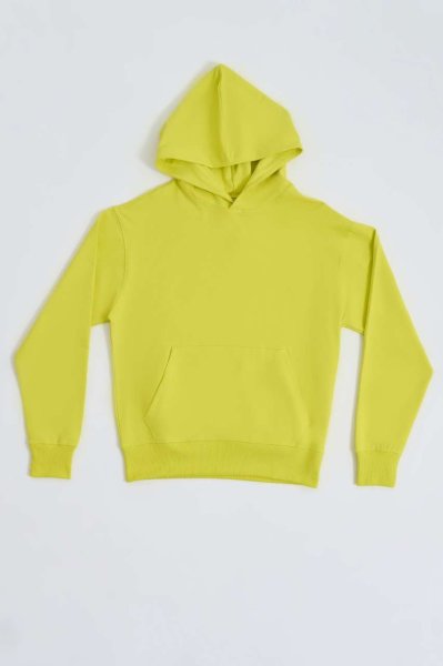 Organik Kapüşonlu Uzun Kollu Erkek Sweatshirt - Sarı Sarı - XXL