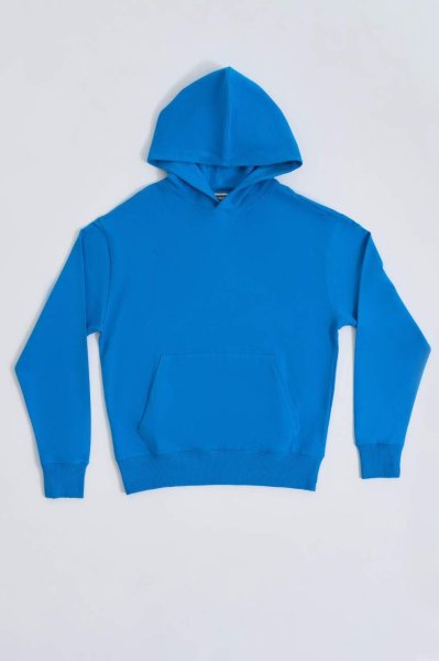 Organik Kapüşonlu Uzun Kollu Erkek Sweatshirt - Mavi Mavi - M