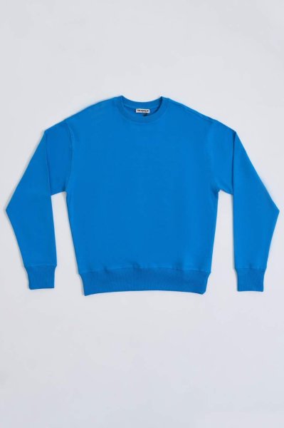 Organik Uzun Kollu Yuvarlak Yaka Erkek Sweatshirt - Mavi Mavi - L