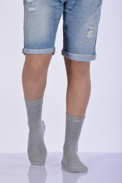 Erkek Likralı Penye Soket Çorabı  - Gri 3\\\'lü Paket