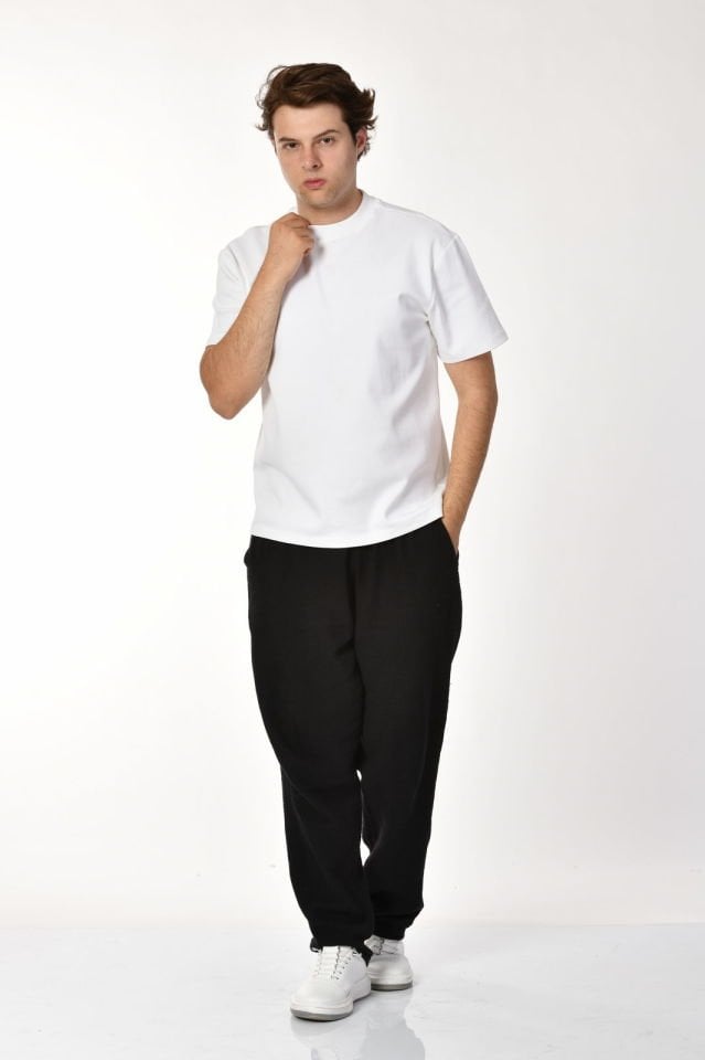 Zegy Bisiklet Yaka Kısa Kollu Erkek Tişört - Beyaz