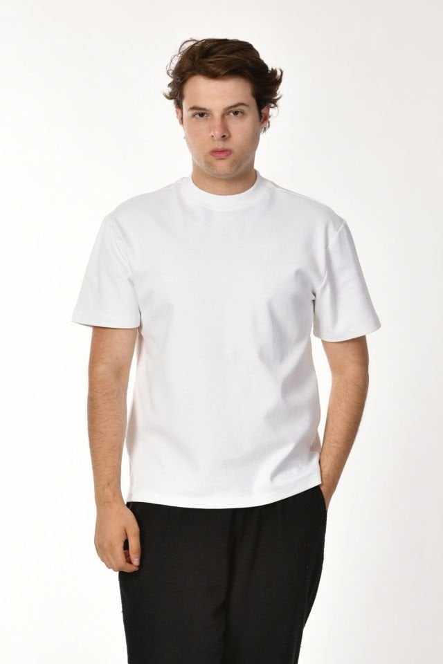 Zegy Bisiklet Yaka Kısa Kollu Erkek Tişört - Beyaz