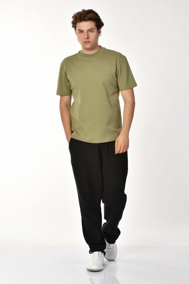 Zegy Bisiklet Yaka Kısa Kollu Erkek Tişört  - Yeşil