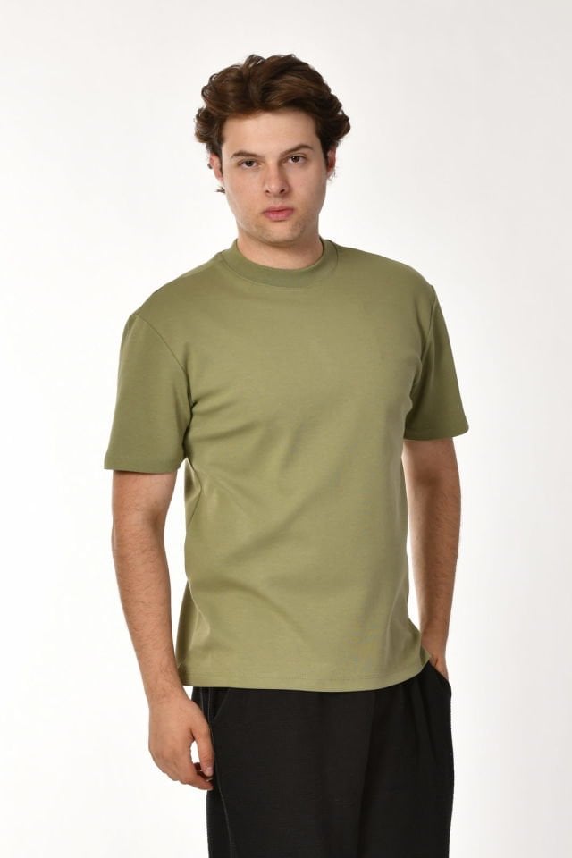 Zegy Bisiklet Yaka Kısa Kollu Erkek Tişört  - Yeşil