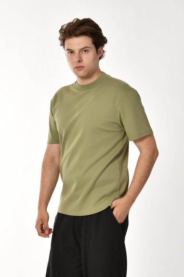 Zegy Bisiklet Yaka Kısa Kollu Erkek Tişört  - Yeşil