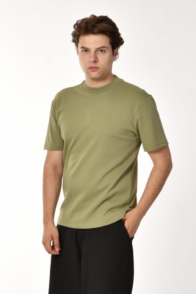 Zegy Bisiklet Yaka Kısa Kollu Erkek Tişört  - Yeşil