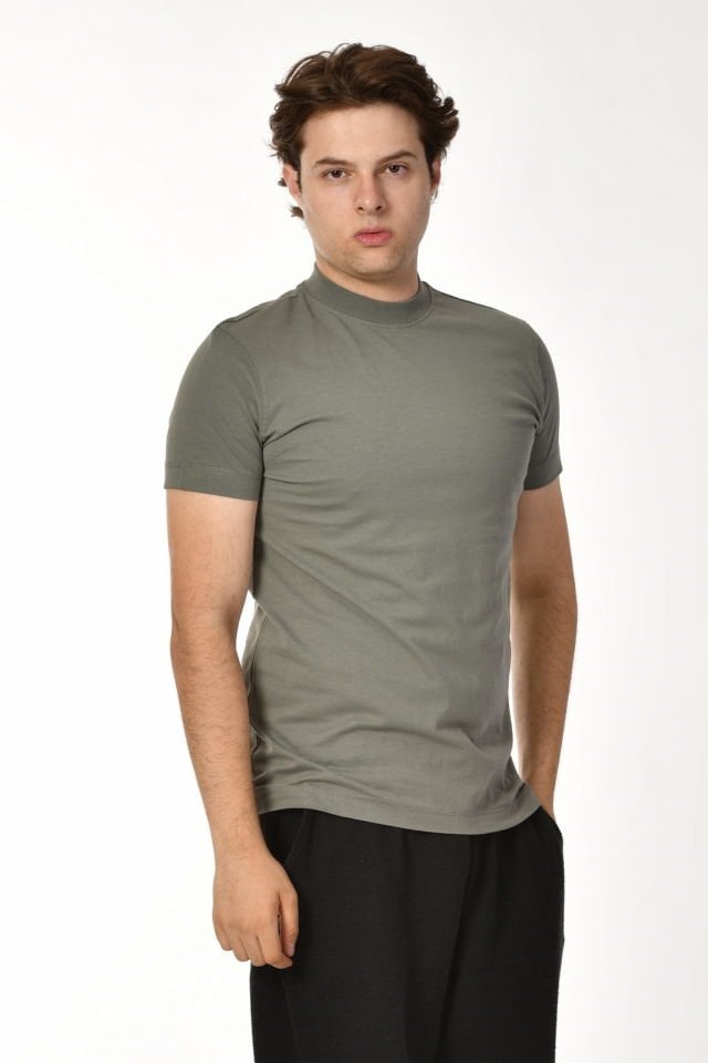 Zegy Bisiklet Yaka Kısa Kollu Erkek Tişört  - Yeşil