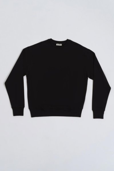 Organik Uzun Kollu Yuvarlak Yaka Erkek Sweatshirt - Siyah Siyah - L