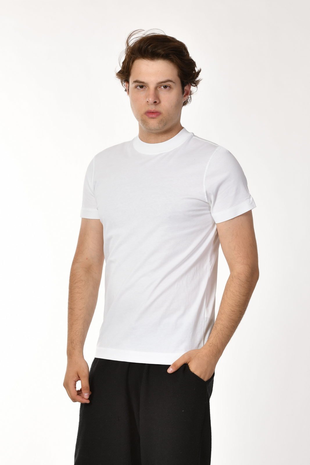 Zegy Bisiklet Yaka Kısa Kollu Erkek Tişört  - Beyaz