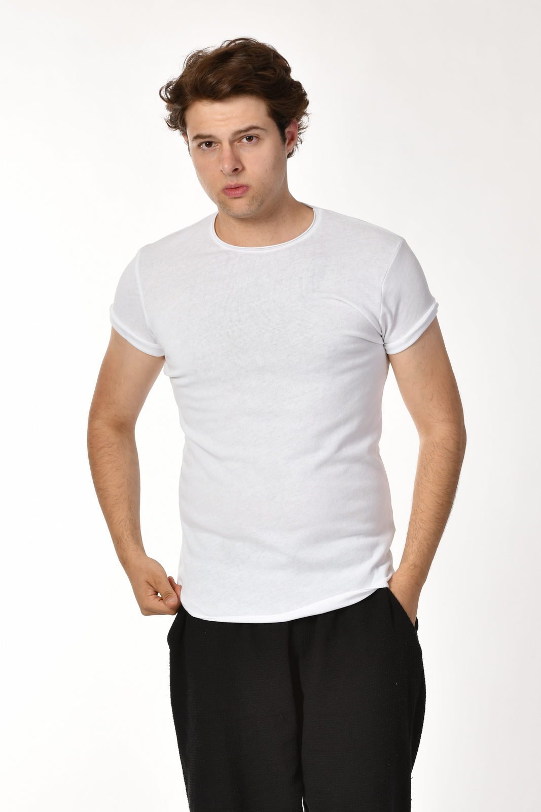 Zegy Bisiklet Yaka Kısa Kollu Erkek Tişört  - Beyaz