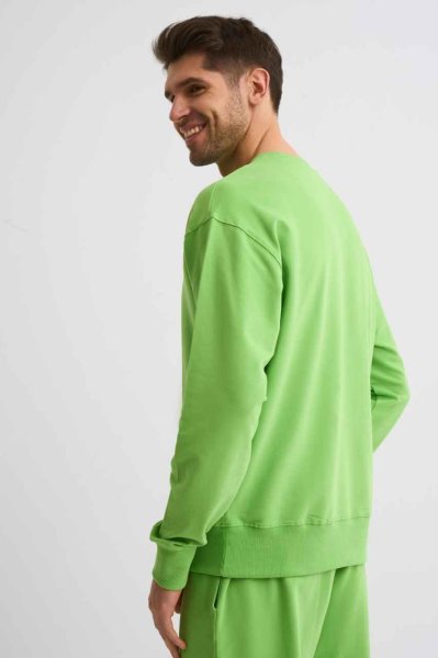 Organik Uzun Kollu Yuvarlak Yaka Erkek Sweatshirt - Yeşil Yeşil - XXL
