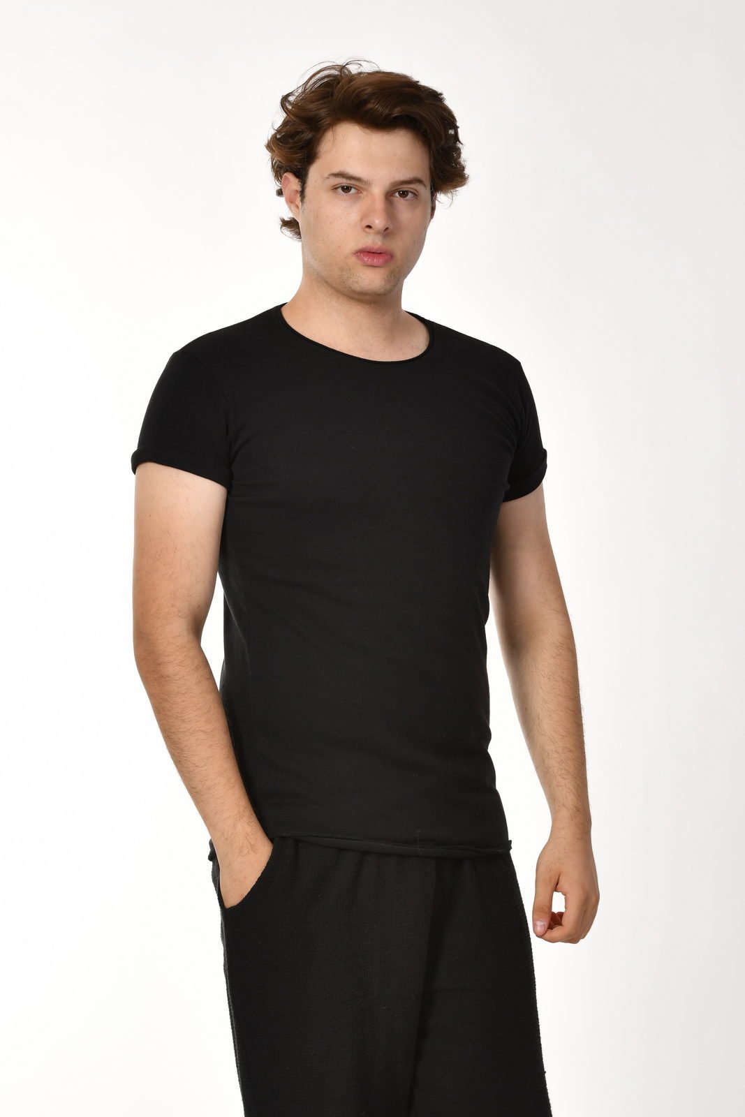 Zegy Bisiklet Yaka Kısa Kollu Erkek Tişört  - Siyah