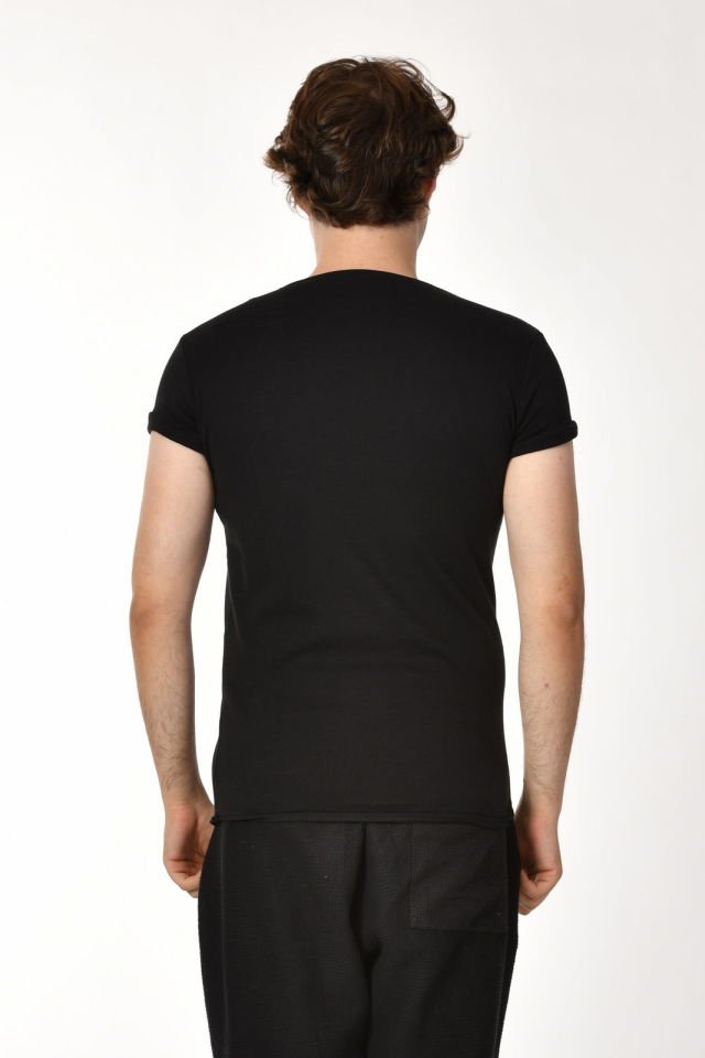 Zegy Bisiklet Yaka Kısa Kollu Erkek Tişört  - Siyah