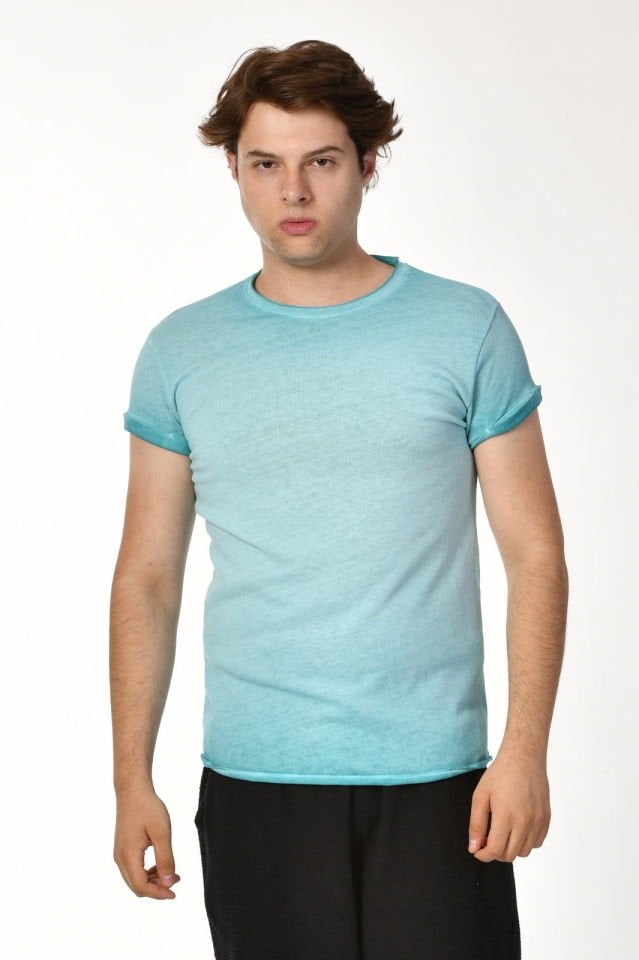 Zegy Bisiklet Yaka Kısa Kollu Erkek Tişört  - Yeşil