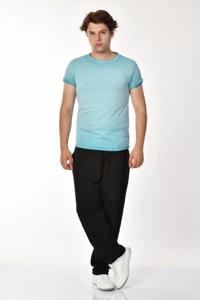 Zegy Bisiklet Yaka Kısa Kollu Erkek Tişört  - Yeşil