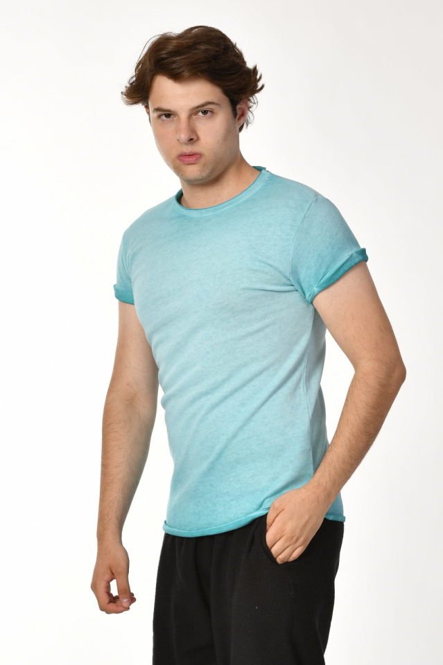 Zegy Bisiklet Yaka Kısa Kollu Erkek Tişört  - Yeşil