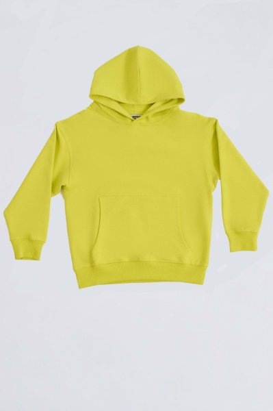 Organik Kapüşonlu Uzun Kollu Kız Çocuk Sweatshirt - Sarı Sarı - 10-12