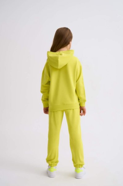 Organik Kapüşonlu Uzun Kollu Kız Çocuk Sweatshirt - Sarı Sarı - 10-12