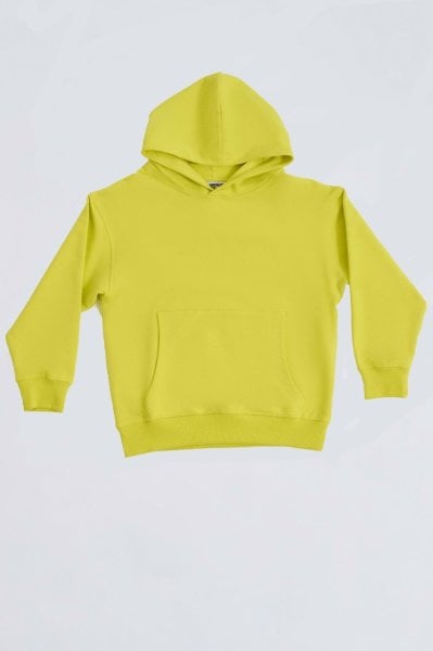 Organik Kapüşonlu Uzun Kollu Kız Çocuk Sweatshirt - Sarı Sarı - 6-8