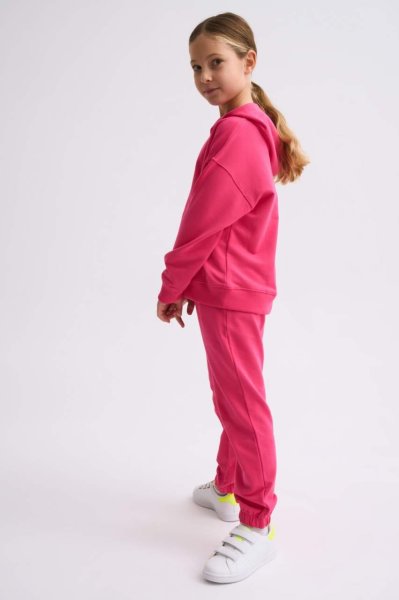 Organik Kapüşonlu Uzun Kollu Kız Çocuk Sweatshirt - Pembe Pembe - 6-8