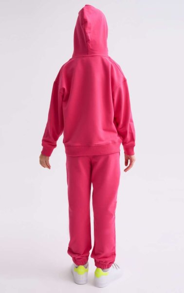 Organik Kapüşonlu Uzun Kollu Kız Çocuk Sweatshirt - Pembe Pembe - 6-8