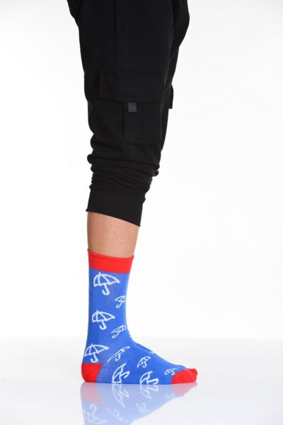 Şemsiye Desenli Renkli Erkek Soket Çorabı Mavi E213 12\'li Paket