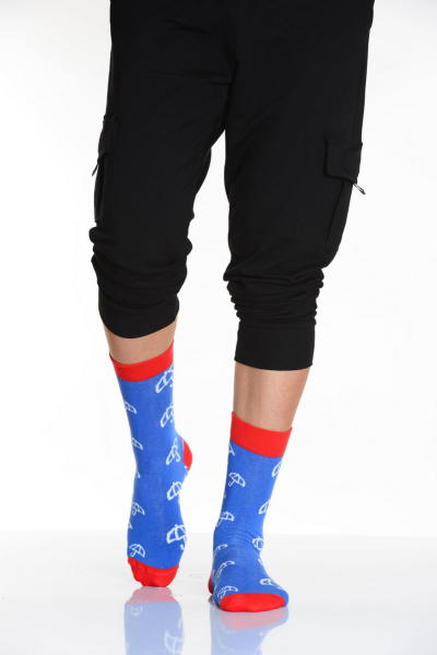 Şemsiye Desenli Renkli Erkek Soket Çorabı Mavi E213 12\'li Paket