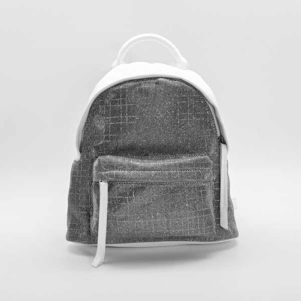 Önde Cepli, Deri ve Sim Kumaş Kadın Sırt Çantası - BEYAZ