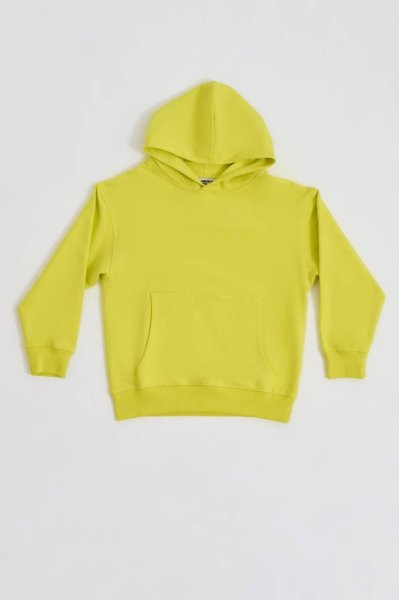 Organik Kapüşonlu Uzun Kollu Erkek Çocuk Sweatshirt - Sarı Sarı - 10-12