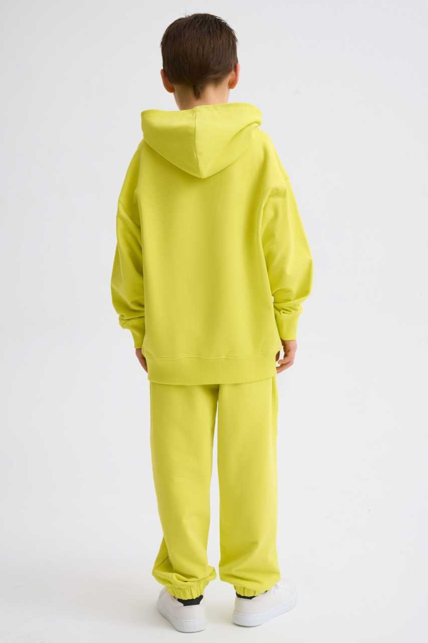 Organik Kapüşonlu Uzun Kollu Erkek Çocuk Sweatshirt - Sarı Sarı - 6-8