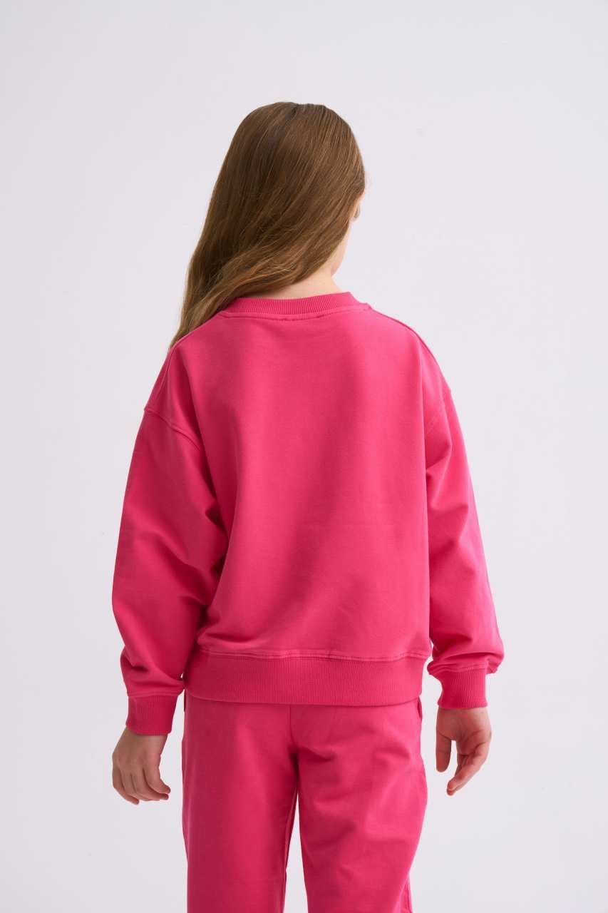 Organik Uzun Kollu Kız Çocuk Sweatshirt - Pembe Pembe - 10-12