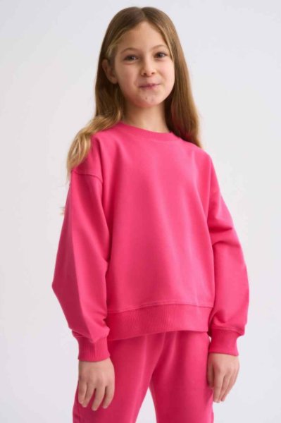 Organik Uzun Kollu Kız Çocuk Sweatshirt - Pembe Pembe - 8-10