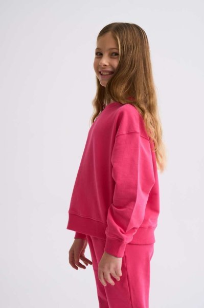 Organik Uzun Kollu Kız Çocuk Sweatshirt - Pembe Pembe - 8-10
