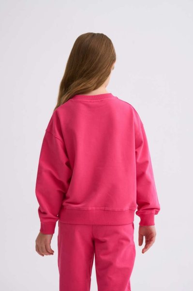 Organik Uzun Kollu Kız Çocuk Sweatshirt - Pembe Pembe - 8-10