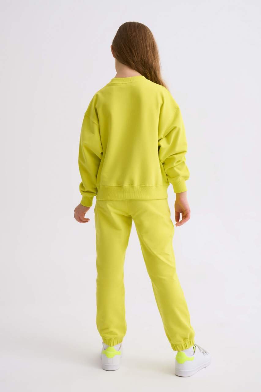 Organik Uzun Kollu Kız Çocuk Sweatshirt - Sarı Sarı - 10-12