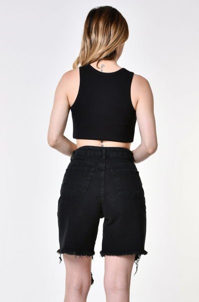 Top Secret Rela Bermuda Püsküllü Şort  - Füme