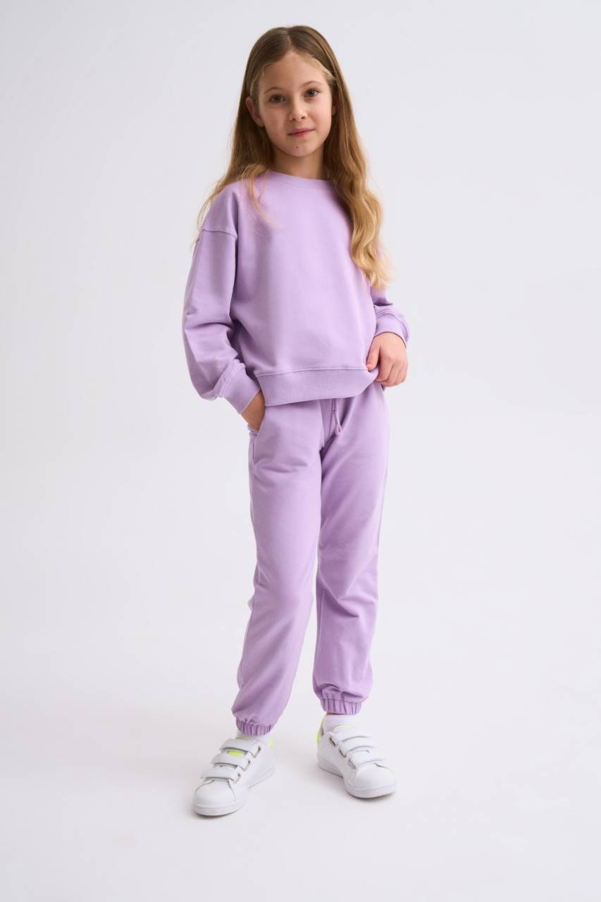 Organik Uzun Kollu Kız Çocuk Sweatshirt - Lila Lila - 12-14