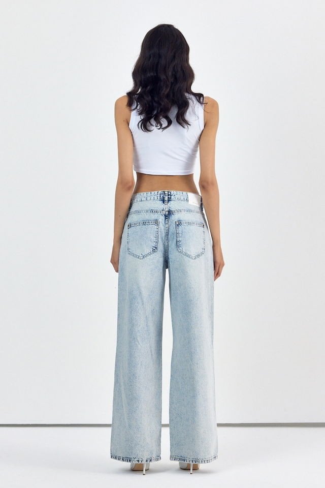 WhatsUp Geniş Paça Kadın Palazzo Jean Pantolon  - Mavi