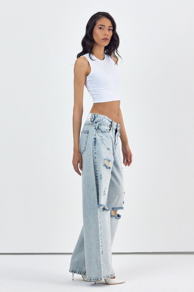 WhatsUp Geniş Paça Kadın Palazzo Jean Pantolon  - Mavi