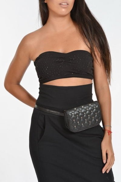 Çıt Çıt Kapak Deri Kadın Bel Çantası - SIYAH