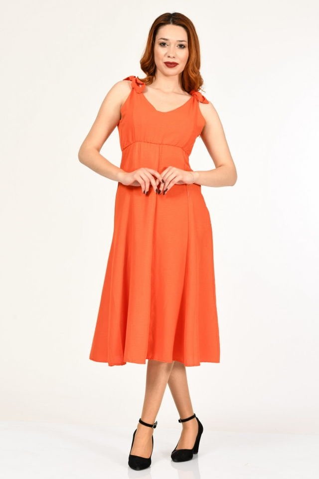 Bebe Plus Askılı Uzun Elbise  - Nar Çiçeği