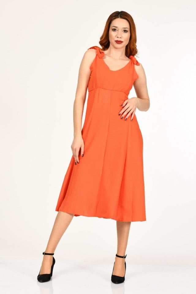 Bebe Plus Askılı Uzun Elbise  - Nar Çiçeği