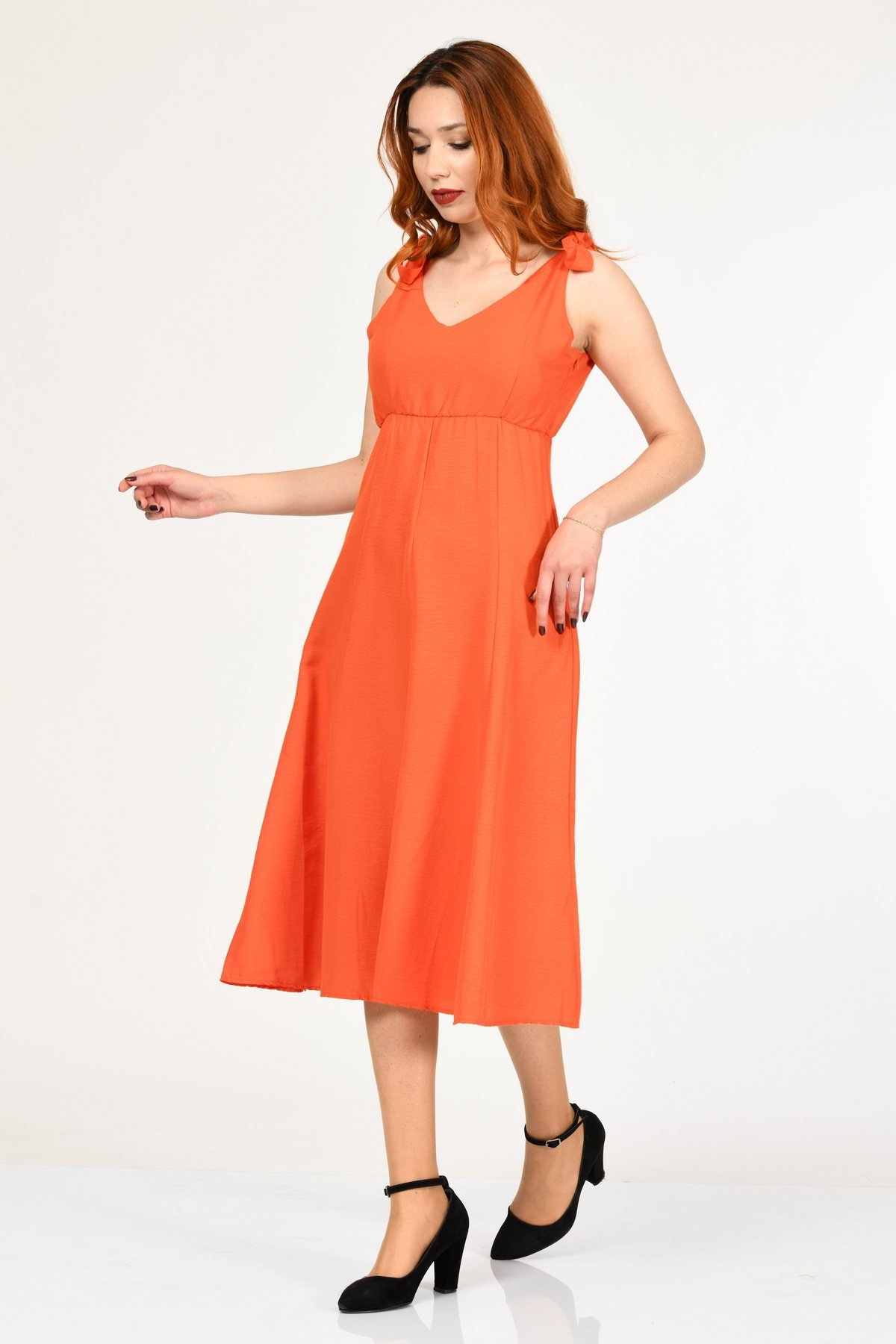 Bebe Plus Askılı Uzun Elbise  - Nar Çiçeği