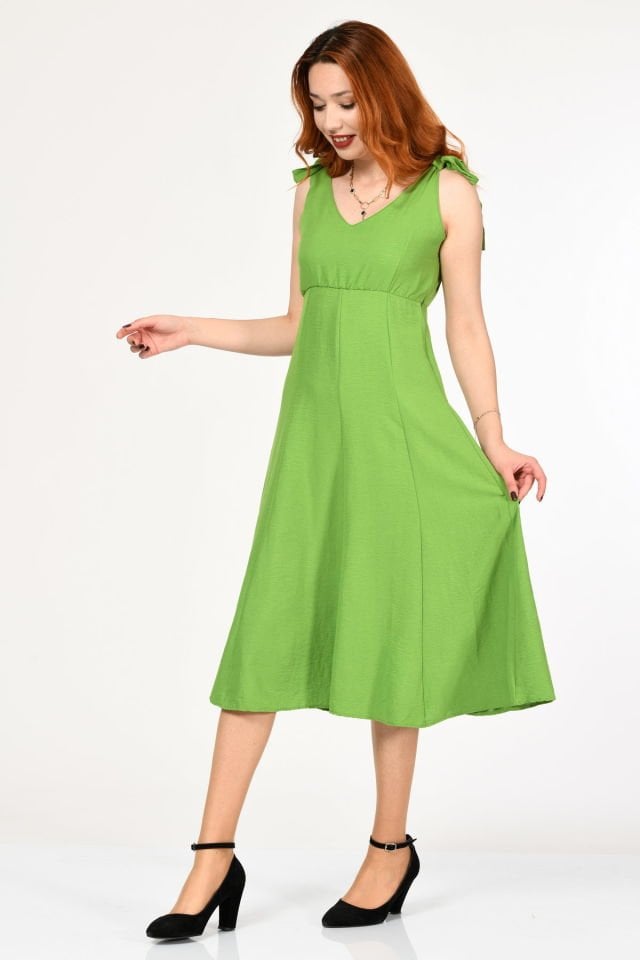 Bebe Plus Askılı Uzun Elbise  - Yeşil