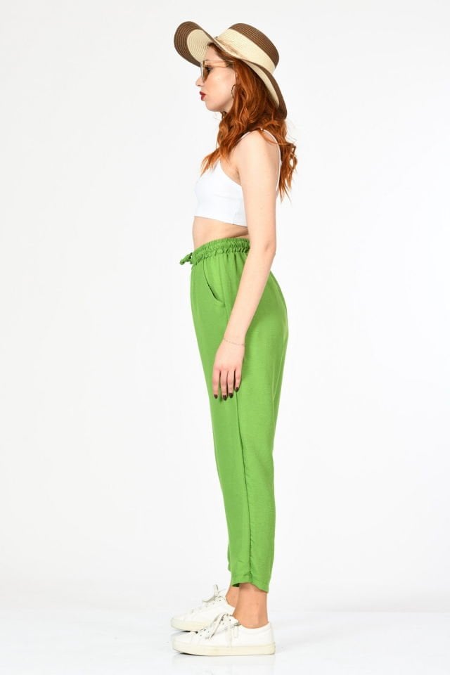 Bebe Plus Lastikli Salaş Pantolon  - Yeşil