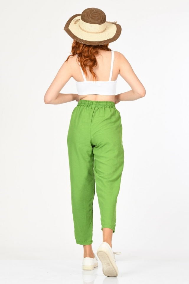 Bebe Plus Lastikli Salaş Pantolon  - Yeşil